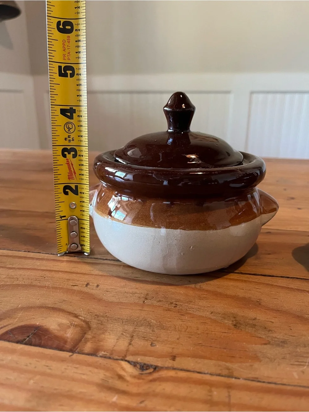 Vintage Brown and Cream Stoneware Casserole Bowls with Lids Set of 2